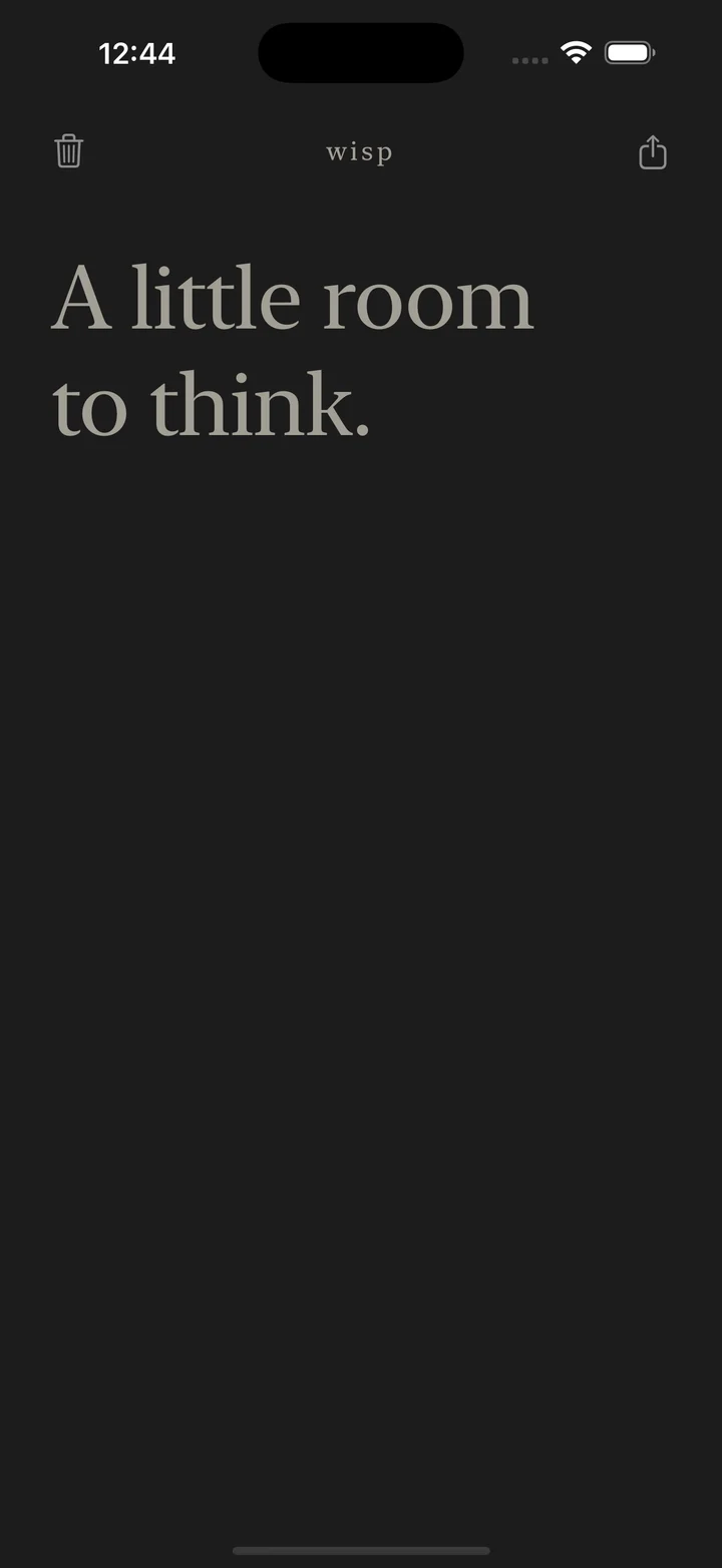 Wisp in dark appearance with larger text